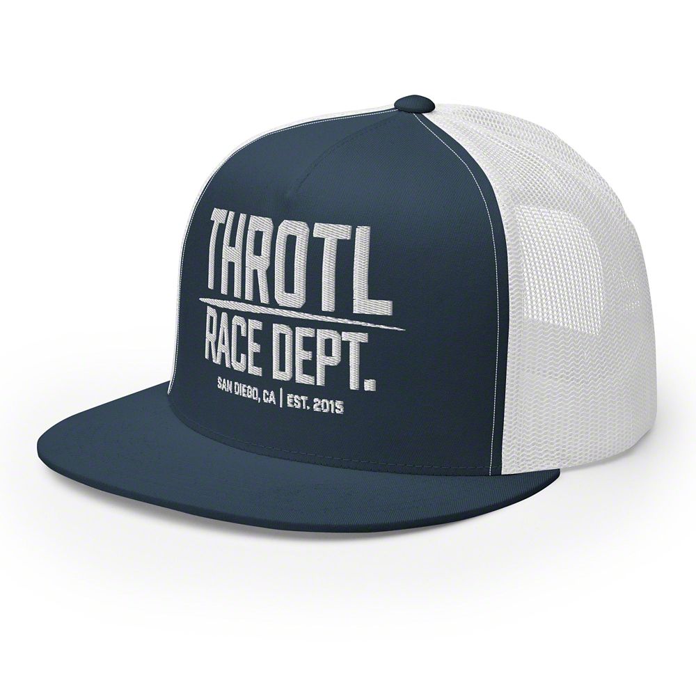 Throtl Race Department Official Trucker Hat; Navy/White