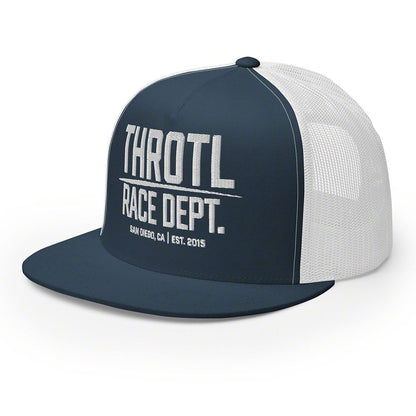 Throtl Race Department Official Trucker Hat; Navy/White