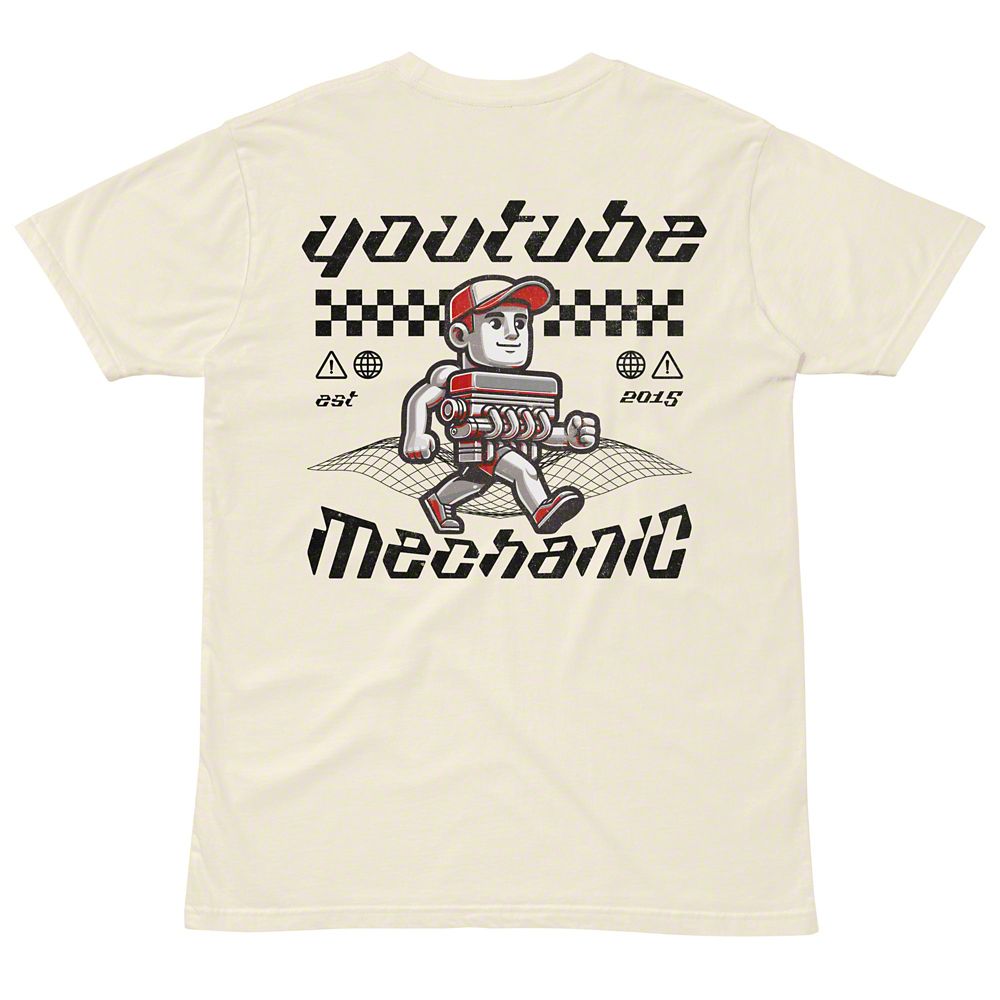 Throtl Youtube Mechanic Short Sleeve T-Shirt; Natural