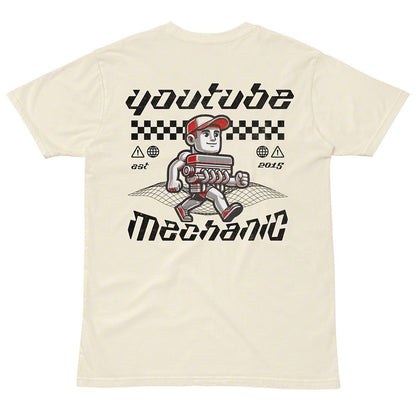 Throtl Youtube Mechanic Short Sleeve T-Shirt; Natural