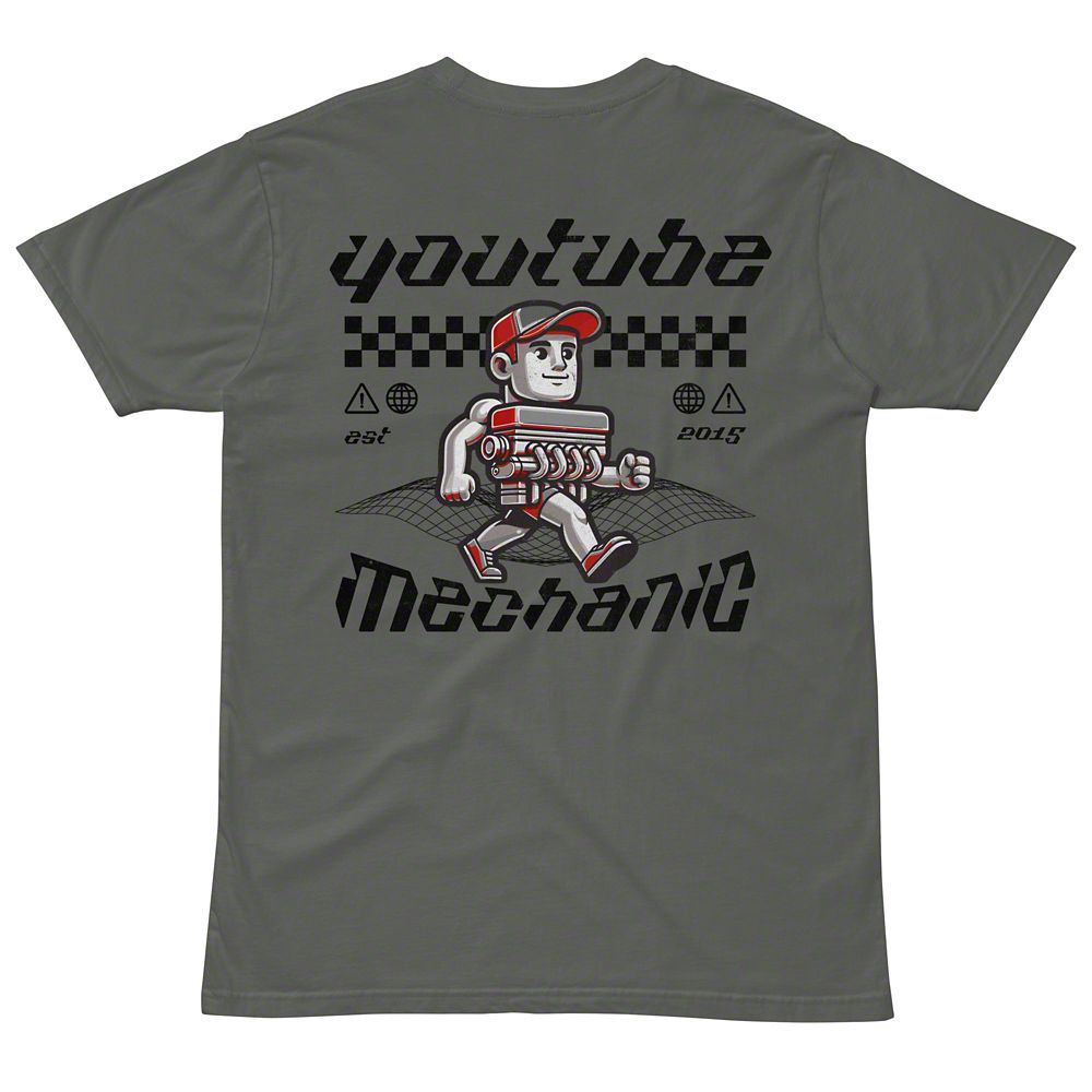 Throtl Youtube Mechanic Short Sleeve T-Shirt; Charcoal