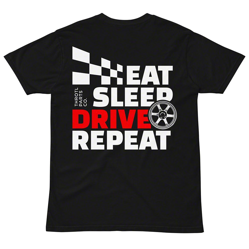Throtl Eat Sleep Drive Repeat Short Sleeve T-Shirt; Navy
