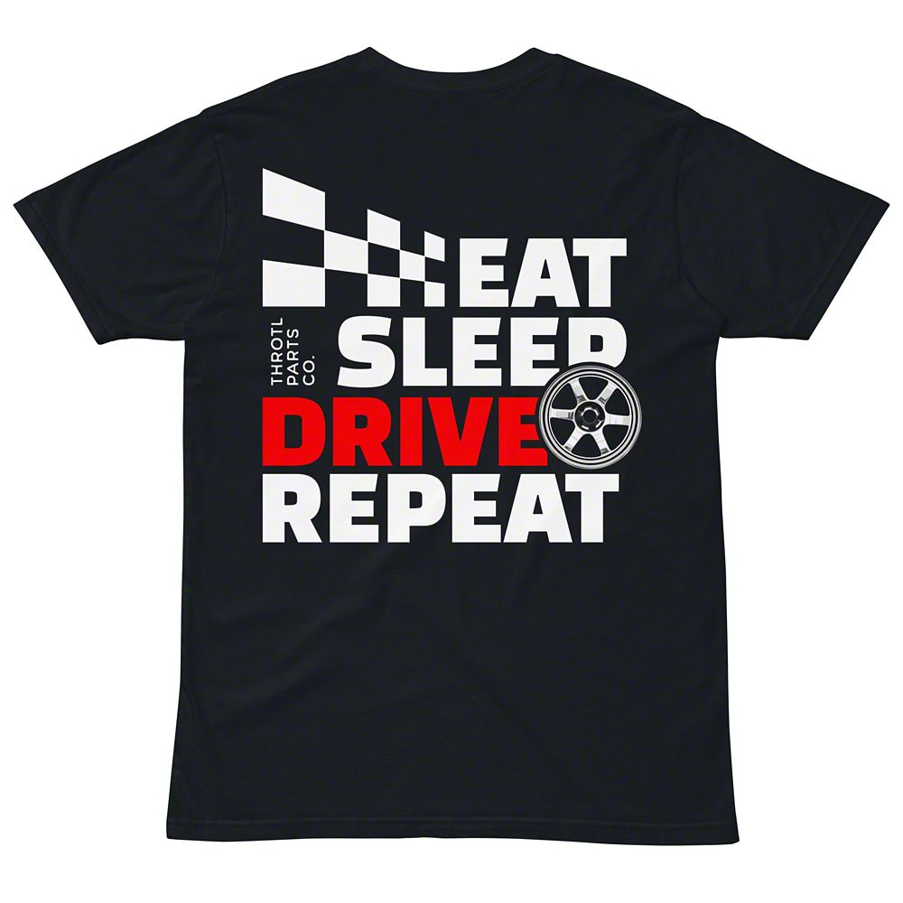 Throtl Eat Sleep Drive Repeat Short Sleeve T-Shirt; Navy