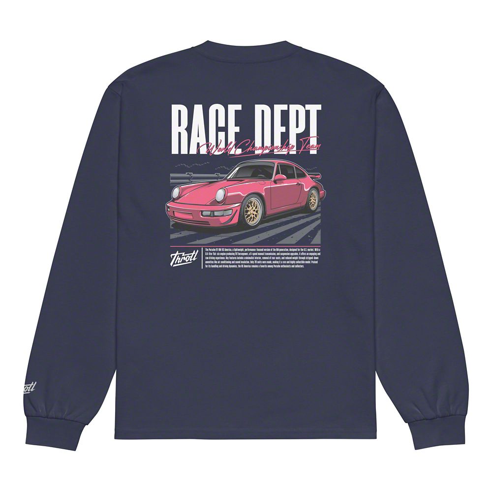 Throtl Race Department Premium Heavyweight Long Sleeve Shirt; Midnight Blue