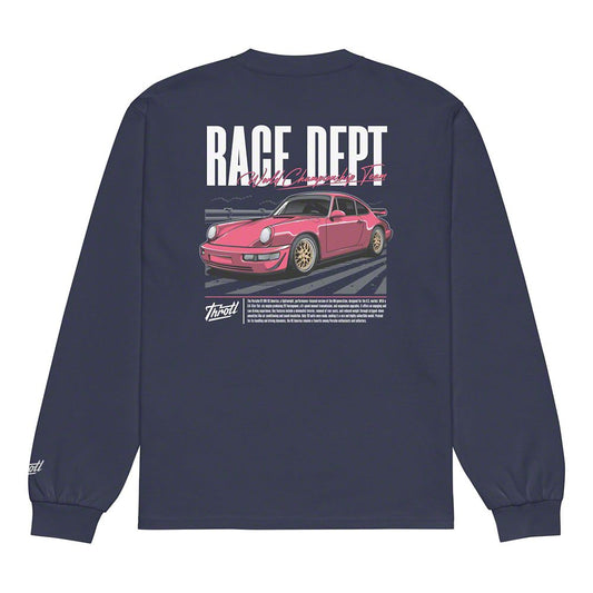 Throtl Race Department Premium Heavyweight Long Sleeve Shirt; Midnight Blue
