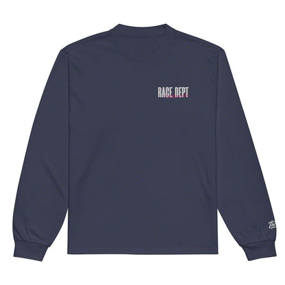 Throtl Race Department Premium Heavyweight Long Sleeve Shirt; Midnight Blue
