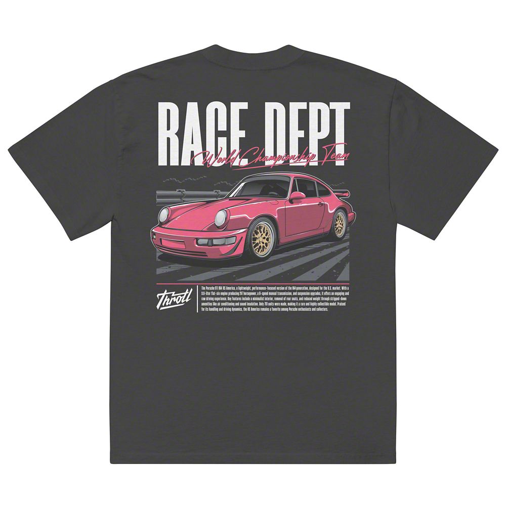 Throtl Race Department World Championship Team Premium Oversized T-Shirt; Faded Black