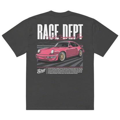 Throtl Race Department World Championship Team Premium Oversized T-Shirt; Faded Black