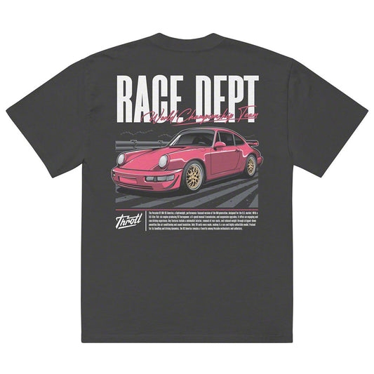 Throtl Race Department World Championship Team Premium Oversized T-Shirt; Faded Black