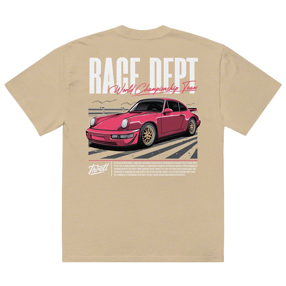 Throtl Race Department World Championship Team Premium Oversized T-Shirt; Faded Khaki