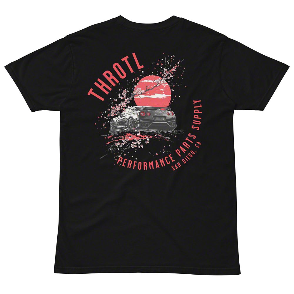 Throtl R35 Cherry Blossom Short Sleeve T-Shirt; Black