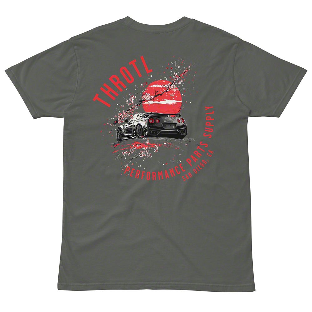 Throtl R35 Cherry Blossom Short Sleeve T-Shirt; Charcoal
