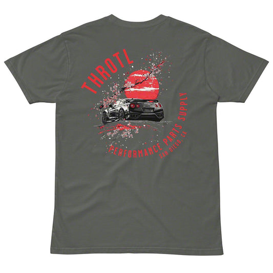 Throtl R35 Cherry Blossom Short Sleeve T-Shirt; Charcoal