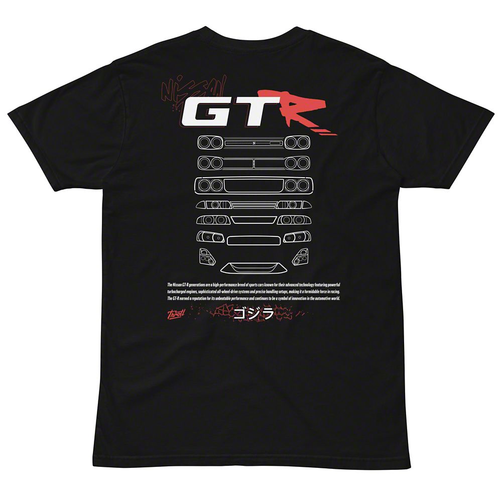 Throtl GTR Generations Short Sleeve T-Shirt; Black