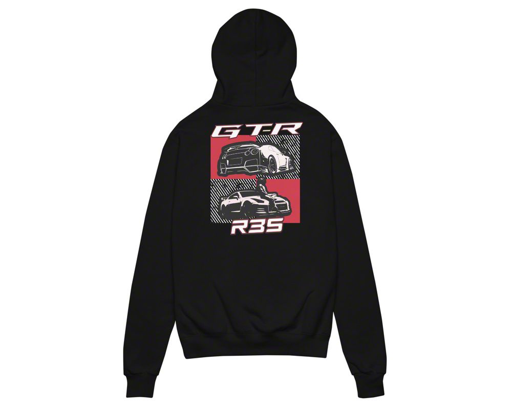Throtl Champion R35 Red GTR Hoodie; Black