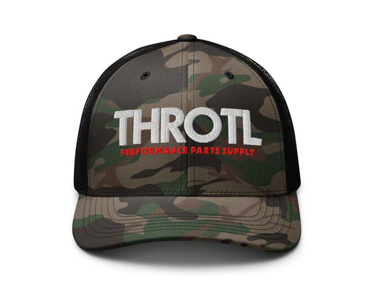Throtl Parts Supply Snapback Camo Hat; Camo/Black