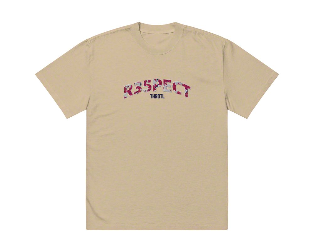 Throtl R35pect Embroidered Oversized T-Shirt; Faded Khaki