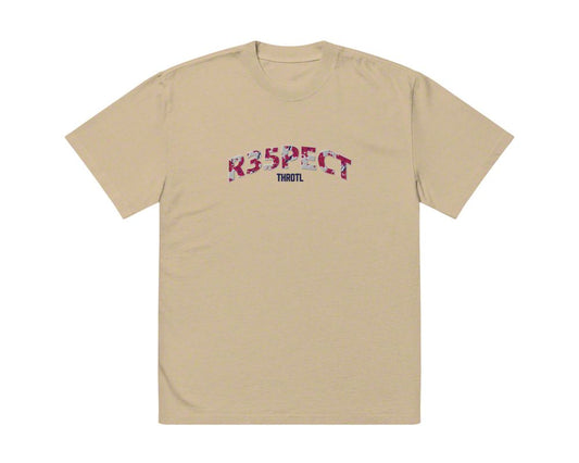 Throtl R35pect Embroidered Oversized T-Shirt; Faded Khaki