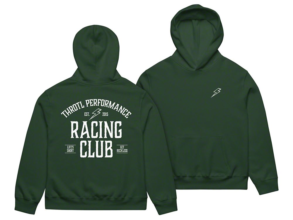 Throtl Racing Club Oversized Hoodie; Forest Green