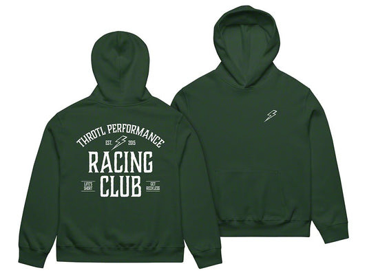 Throtl Racing Club Oversized Hoodie; Forest Green